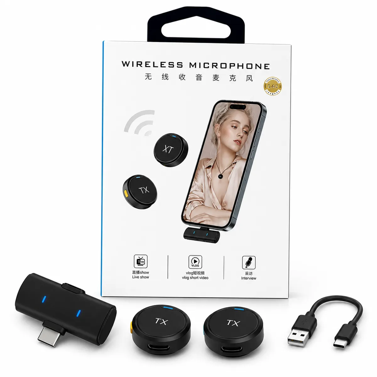 M1 TX Dual Wireless Microphone with USB-C Charger
